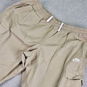 Nike Cargo Pants Mens 38x30 Beige Elastic Waist Drawstring Ripstop